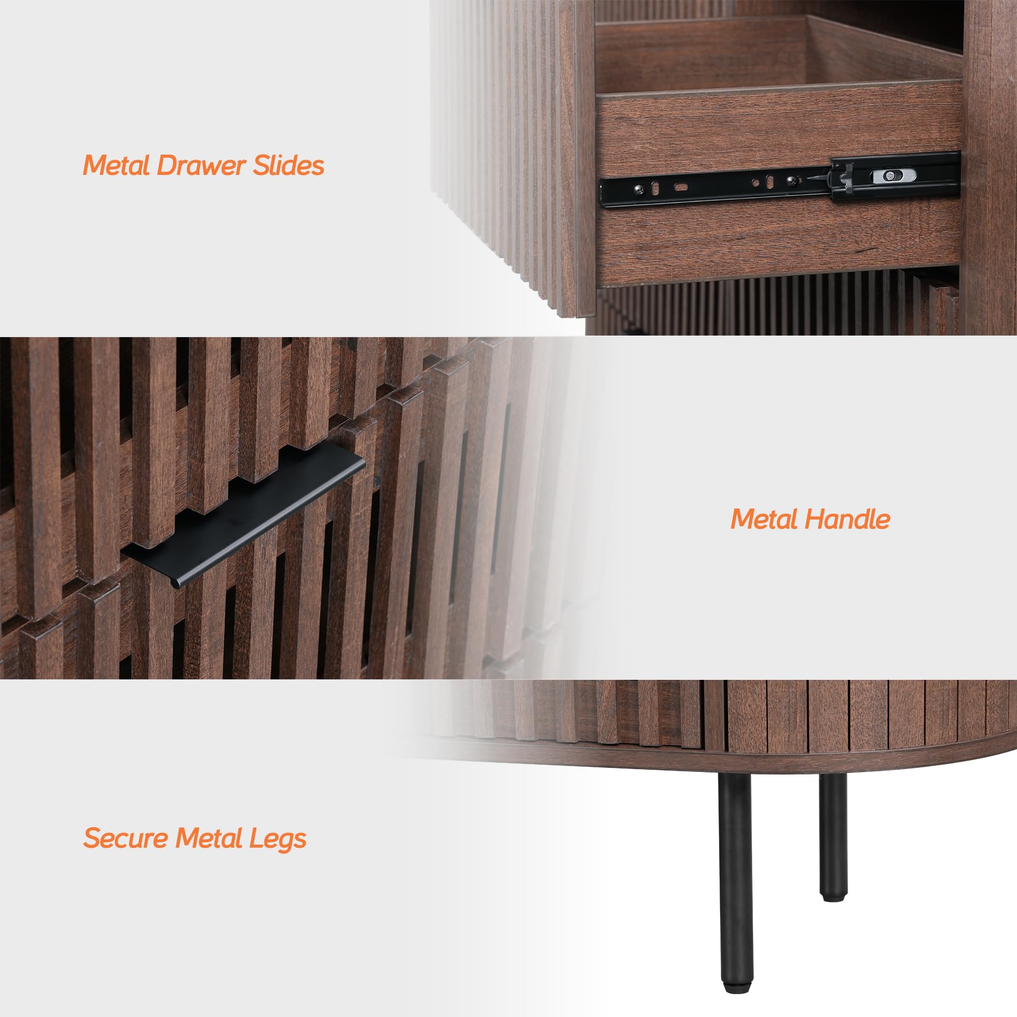 6-Drawer Fluted Dresser with Curved Design