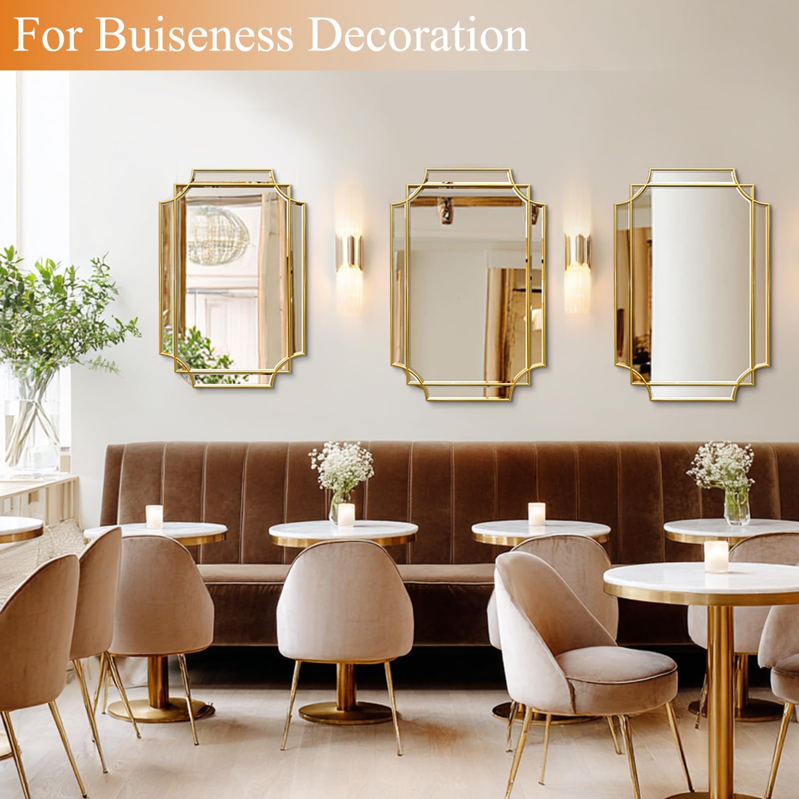 Gold Beveled Rectangular Wall Mirror