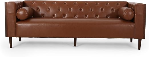 Tufted Faux Leather Sofa