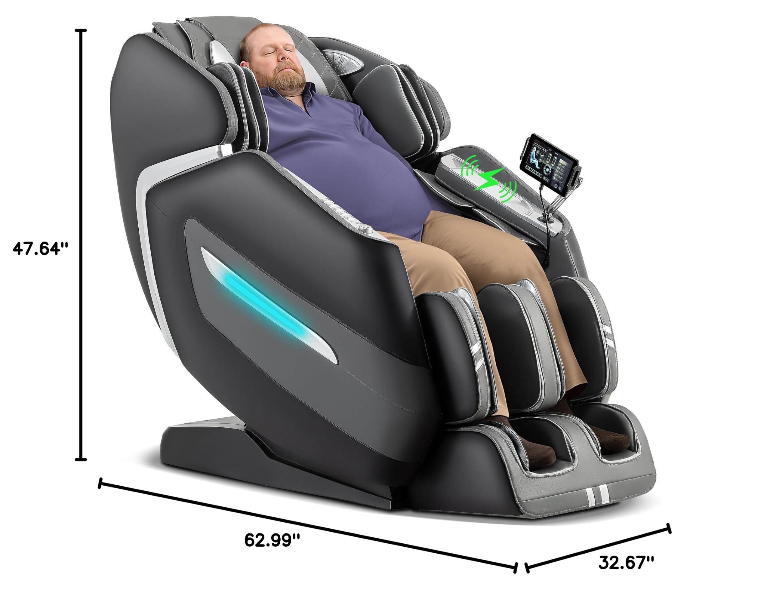 MassaMAX 4D Plus Massage Chair for Big & Tall People Full Body Massage Up to 6'10" & 500 lbs, 59" SL Track, OTA Cloud Upgrade - Never Outdated, APP Control, 27+ Modes, Auto Footrest Extension A580