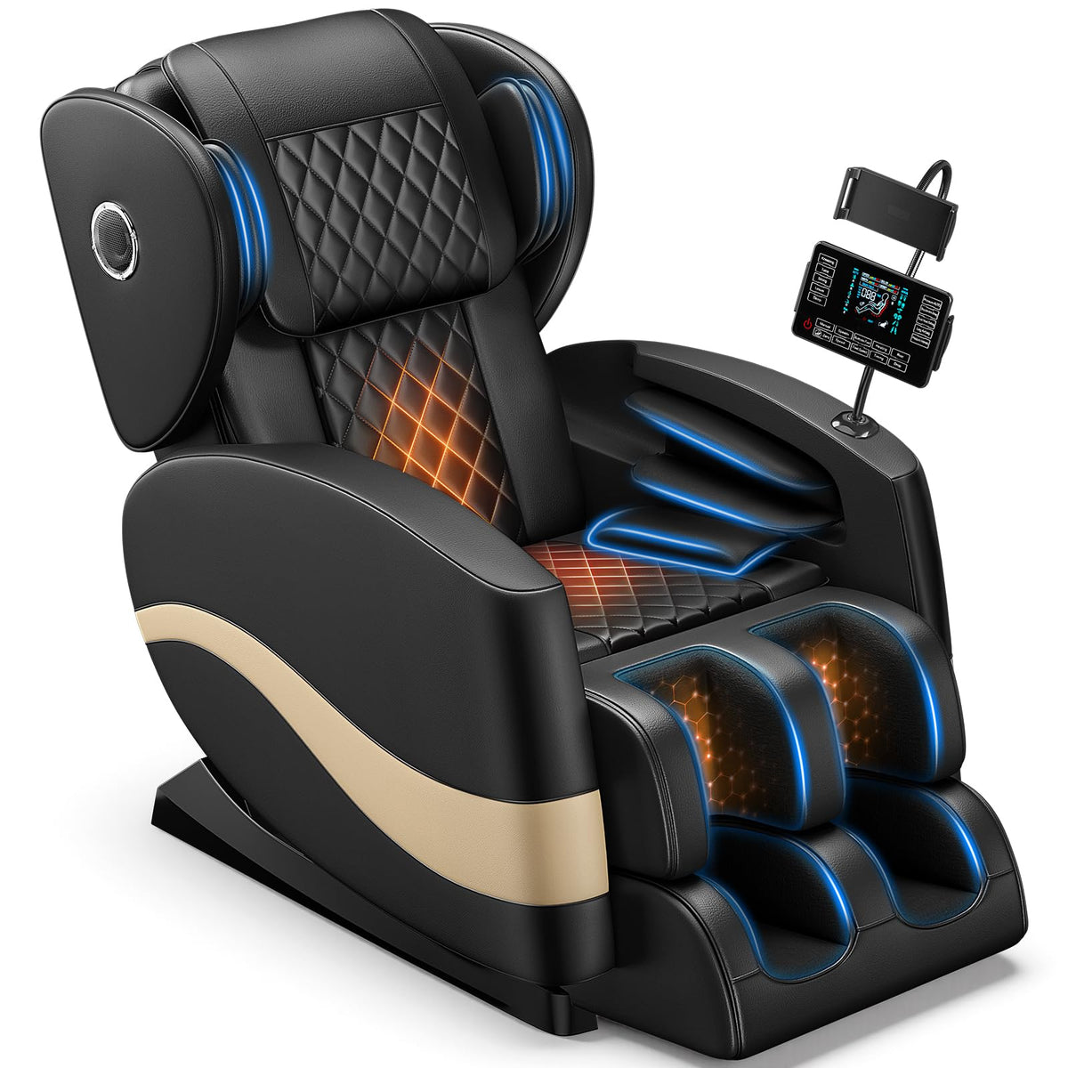 TLIFE Massage Chair Full Body Zero Gravity Recliner 14 Fix Rollers, Black