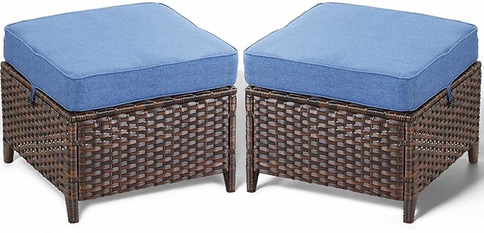 Outdoor Wicker Patio Ottoman Set (2-Piece)