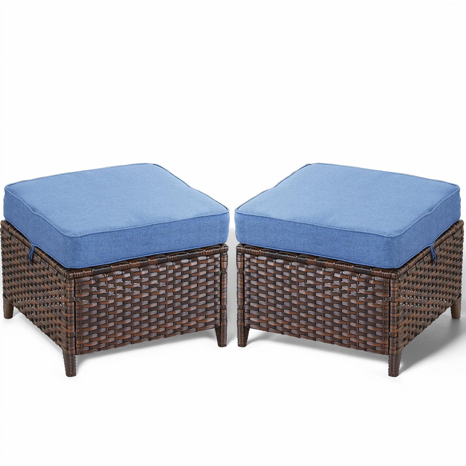 Outdoor Wicker Patio Ottoman Set (2-Piece)