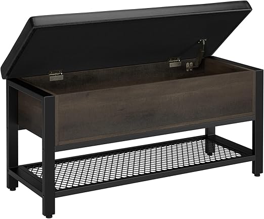 Storage Bench with Flip-Open Lid & Shoe Shelf