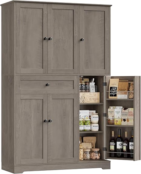 68" Tall Kitchen Pantry Cabinet with Doors & Shelves