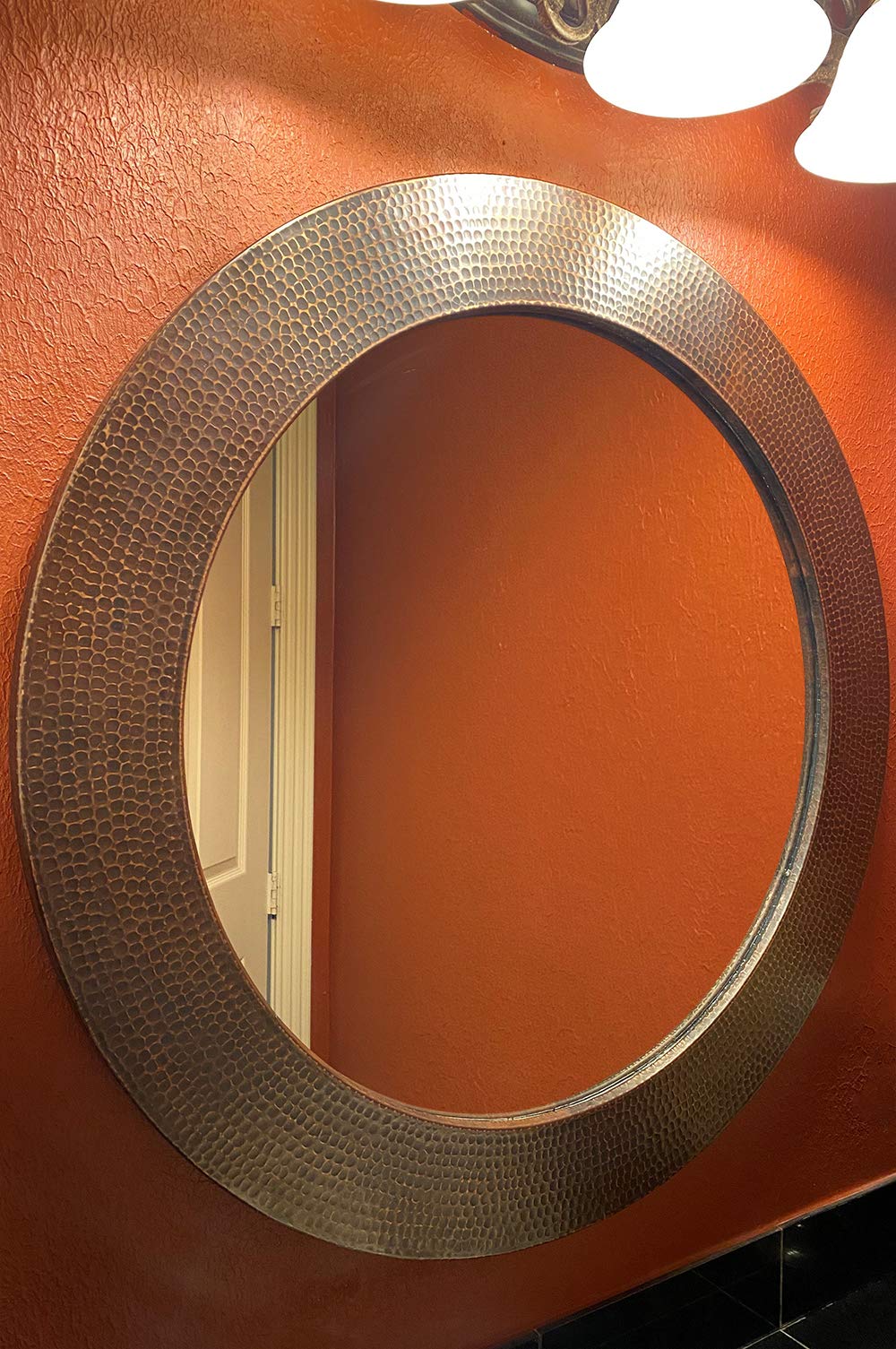 Premier Copper Products MFR3434 34-Inch Hand Hammered Round Copper Mirror