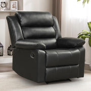 CANMOV Recliner Chair for Adults, Waterproof PU Leather Recliner, Soft Plush Overstuffed Manual Recliner with Footrest for Living Room Home Theater, Heavy Duty, Easy Clean(Black)