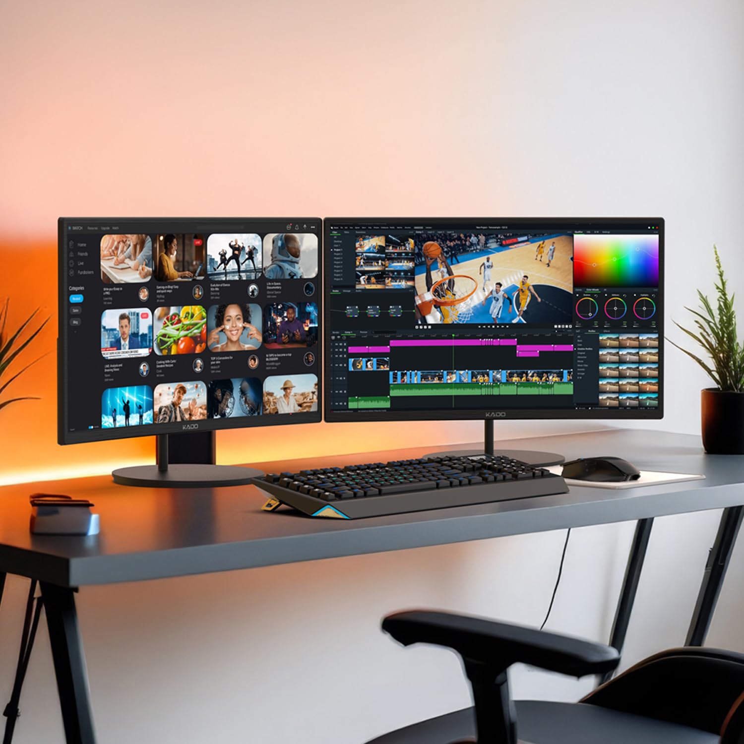 Dual 24" Curved Monitor Set