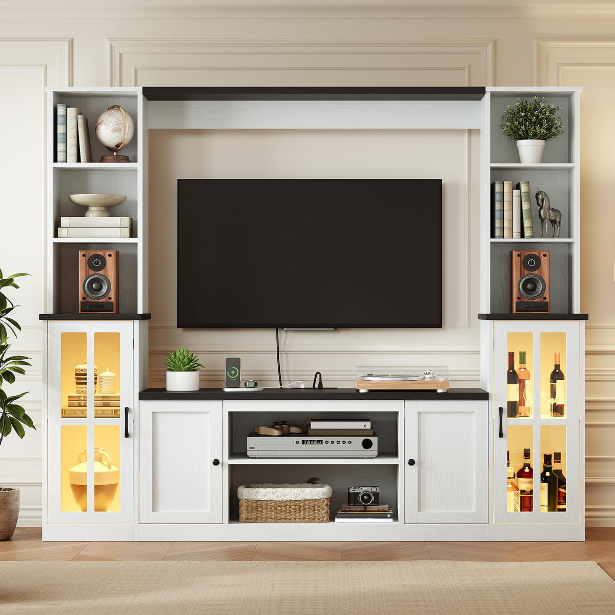 Narolabo Wall Unit Entertainment Center, TV Stand with Bookshelves