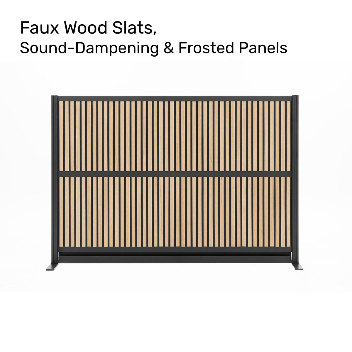 Grove Modular Wall | Room Divider with Faux Wood Slats, Sound Dampening Panels | Expandable Office Partition for Privacy & Stability (70" x 48")