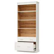 Tall Bookcase with File Cabinet & Drawers – 5-Shelf