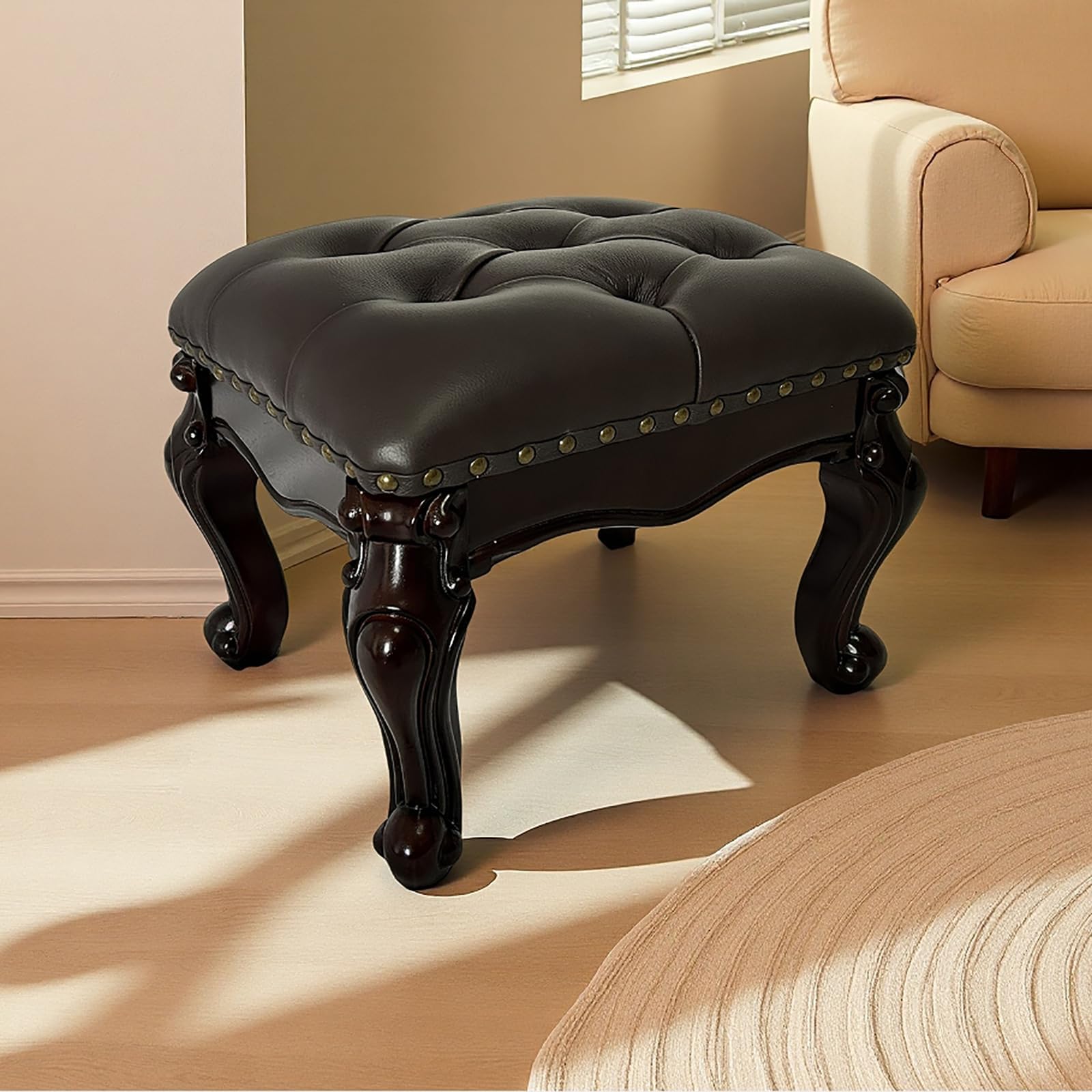 Leather Foot Stool Ottoman