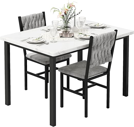 Square Dining Table Set for 2 with Storage Rack