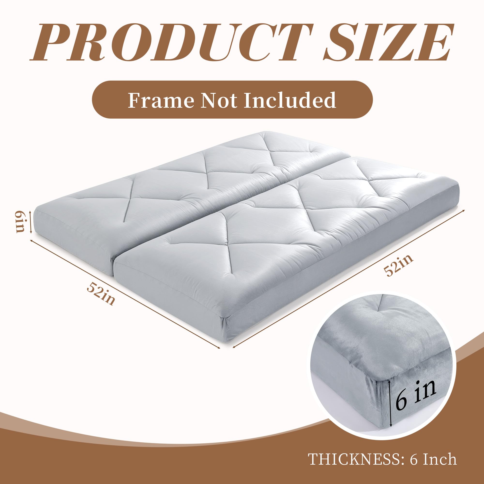 Foldable Futon Mattress with Zipper Connection