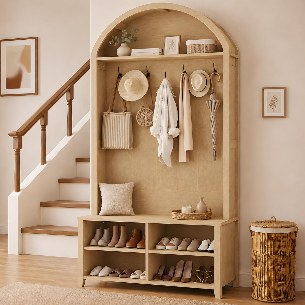 Arched Hall Tree with Shoe Storage