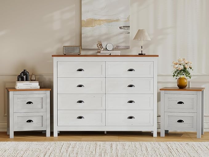 White Dresser and Nightstand Set