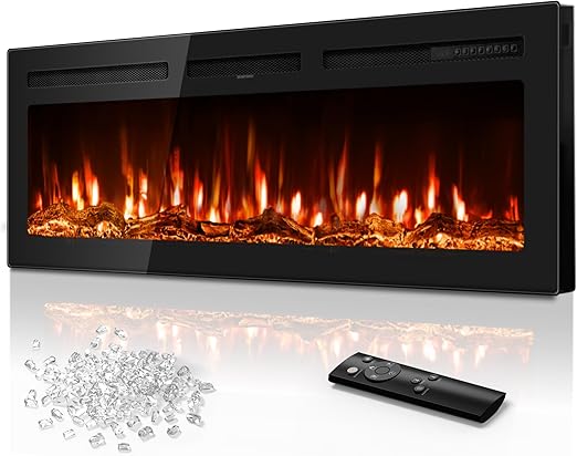 Wall-Mounted Recessed Electric Fireplace
