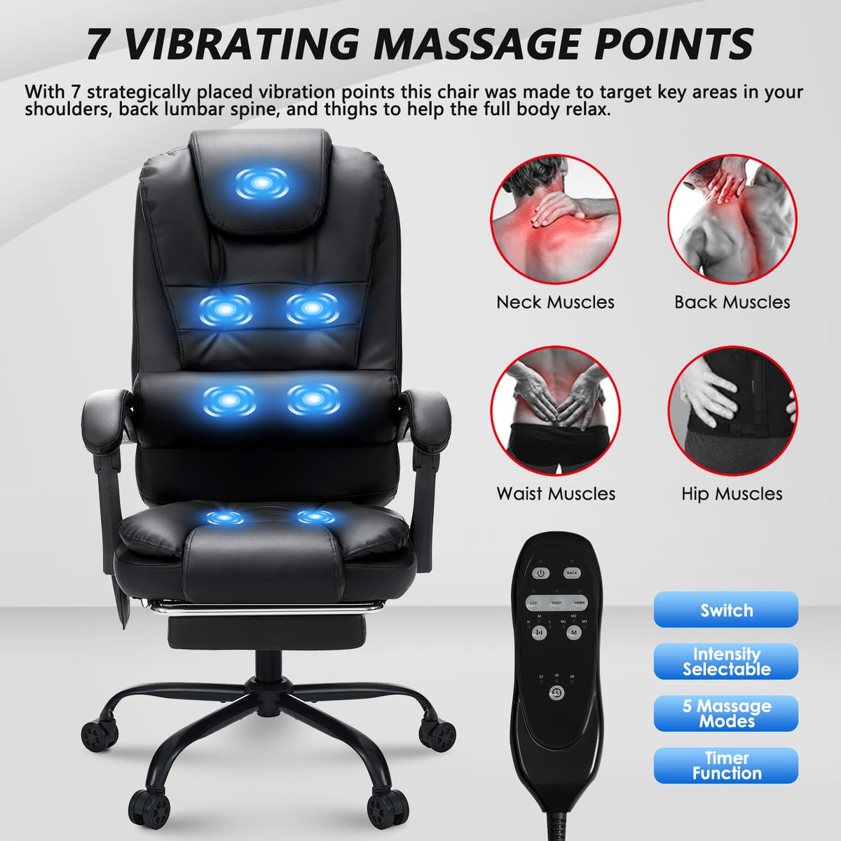 Massage Office Chair with Footrest