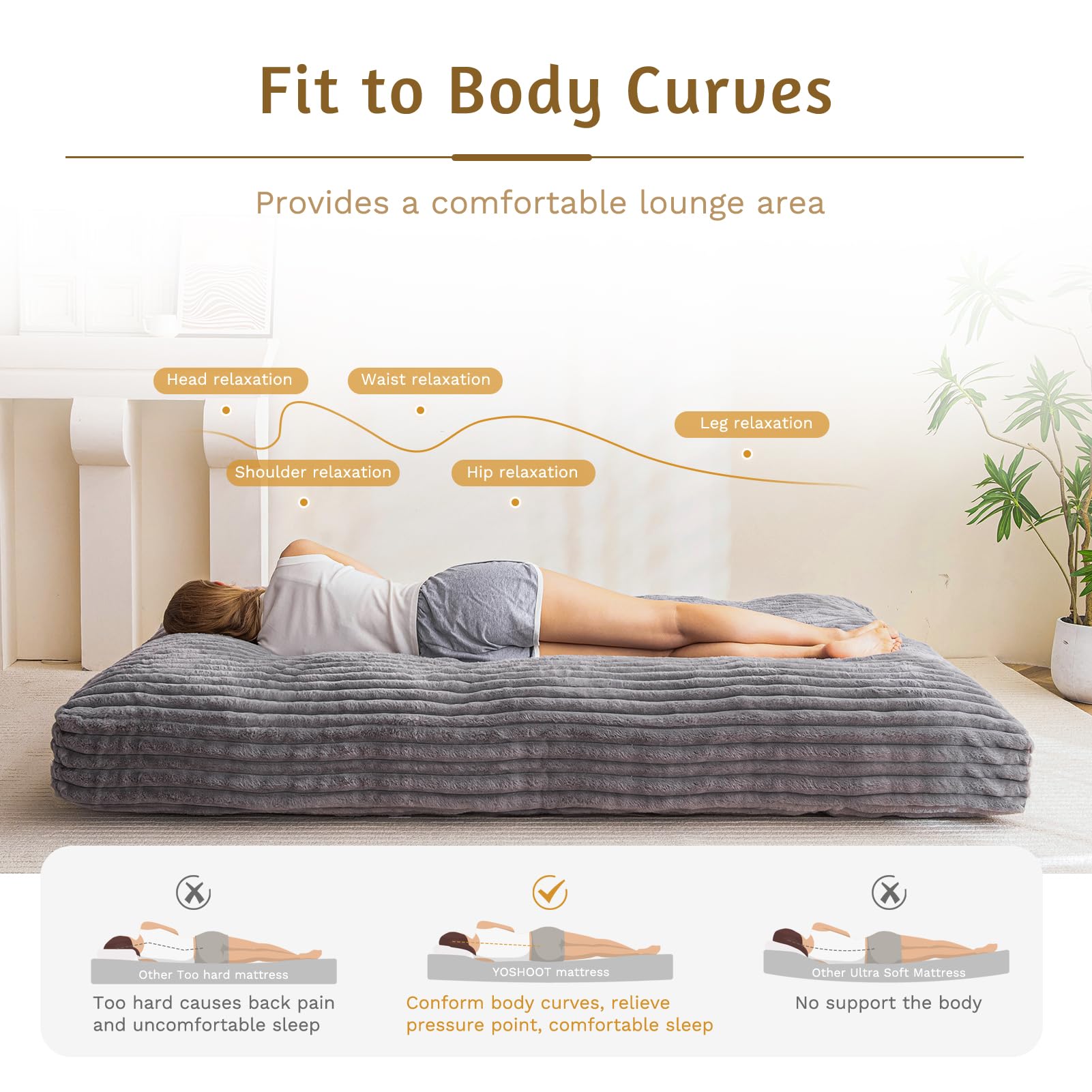 6-Inch Full Size Futon Mattress – Faux Fur, Foam Fill
