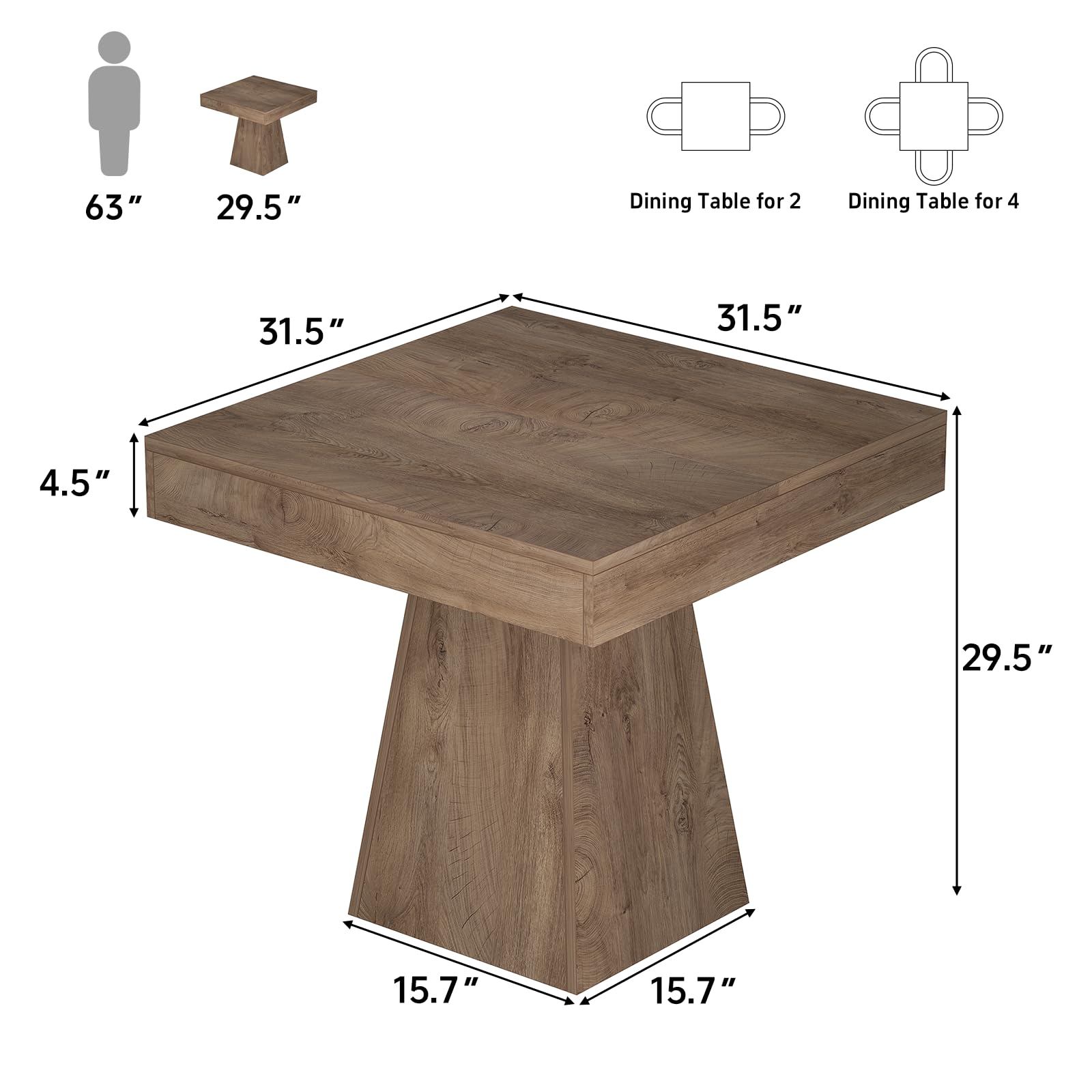 Square Dining Table for 2–4 People