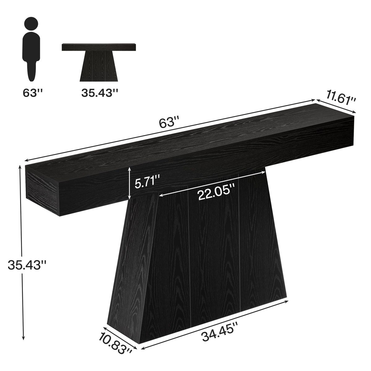 Black Trapezoidal Console Table
