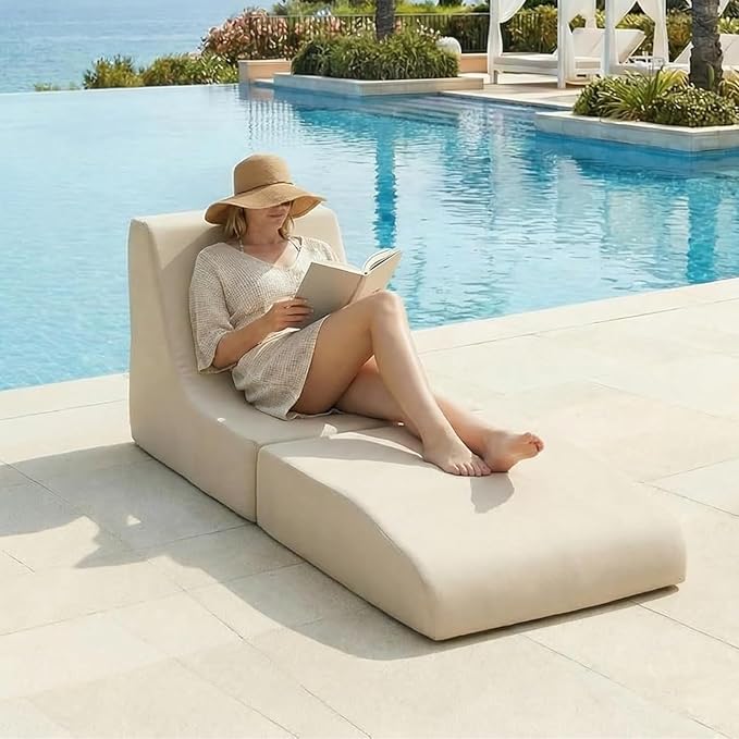 Foldable Outdoor Chaise Lounge Chair Set of 2 with Back Support