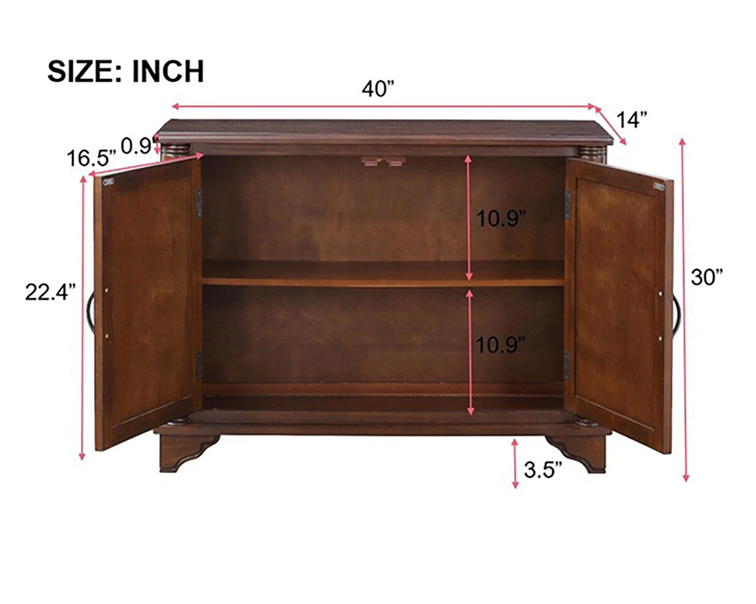 Farmhouse Sideboard Buffet Cabinet with Carved Pattern