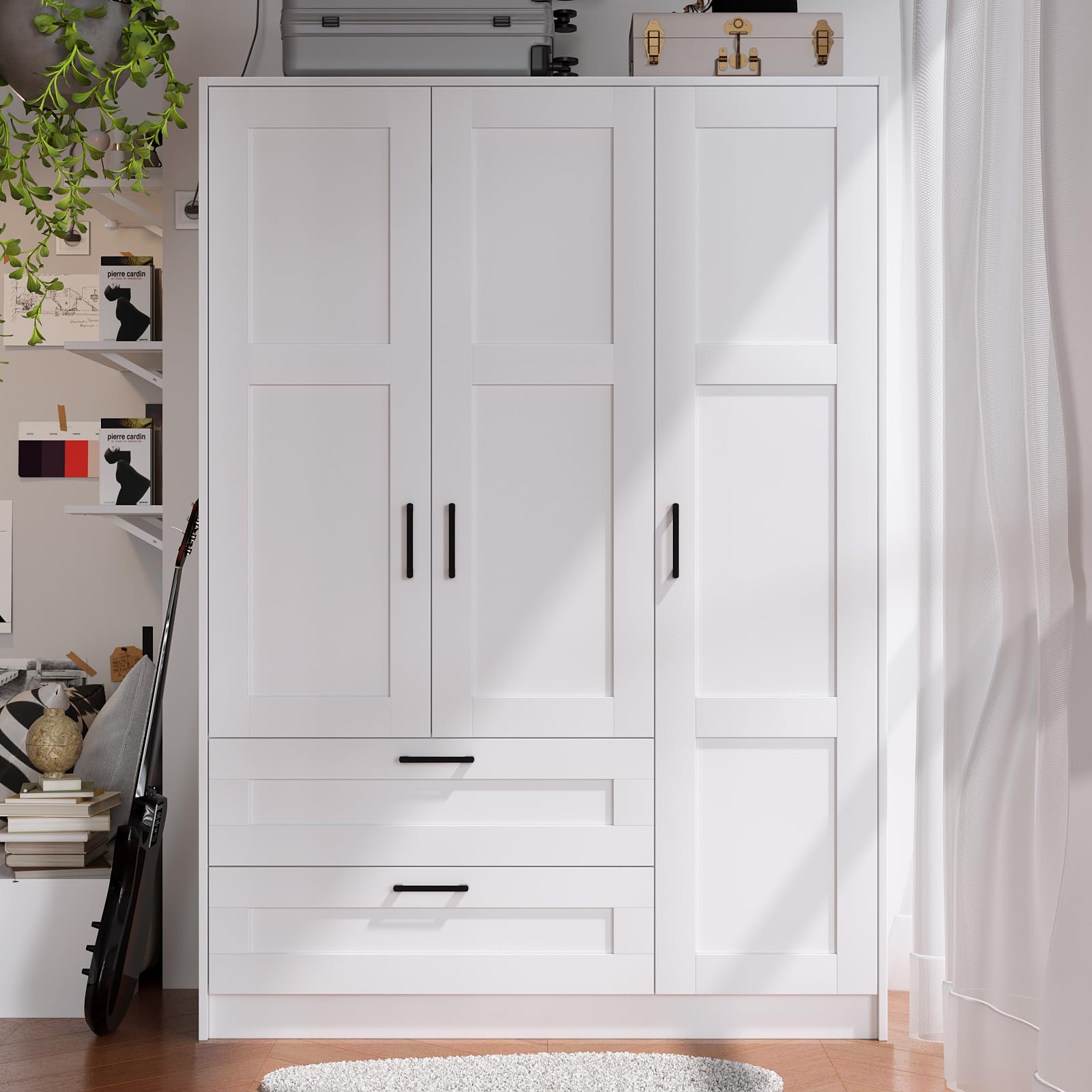 Wooden Wardrobe Closet Armoire with Shelves & Drawers