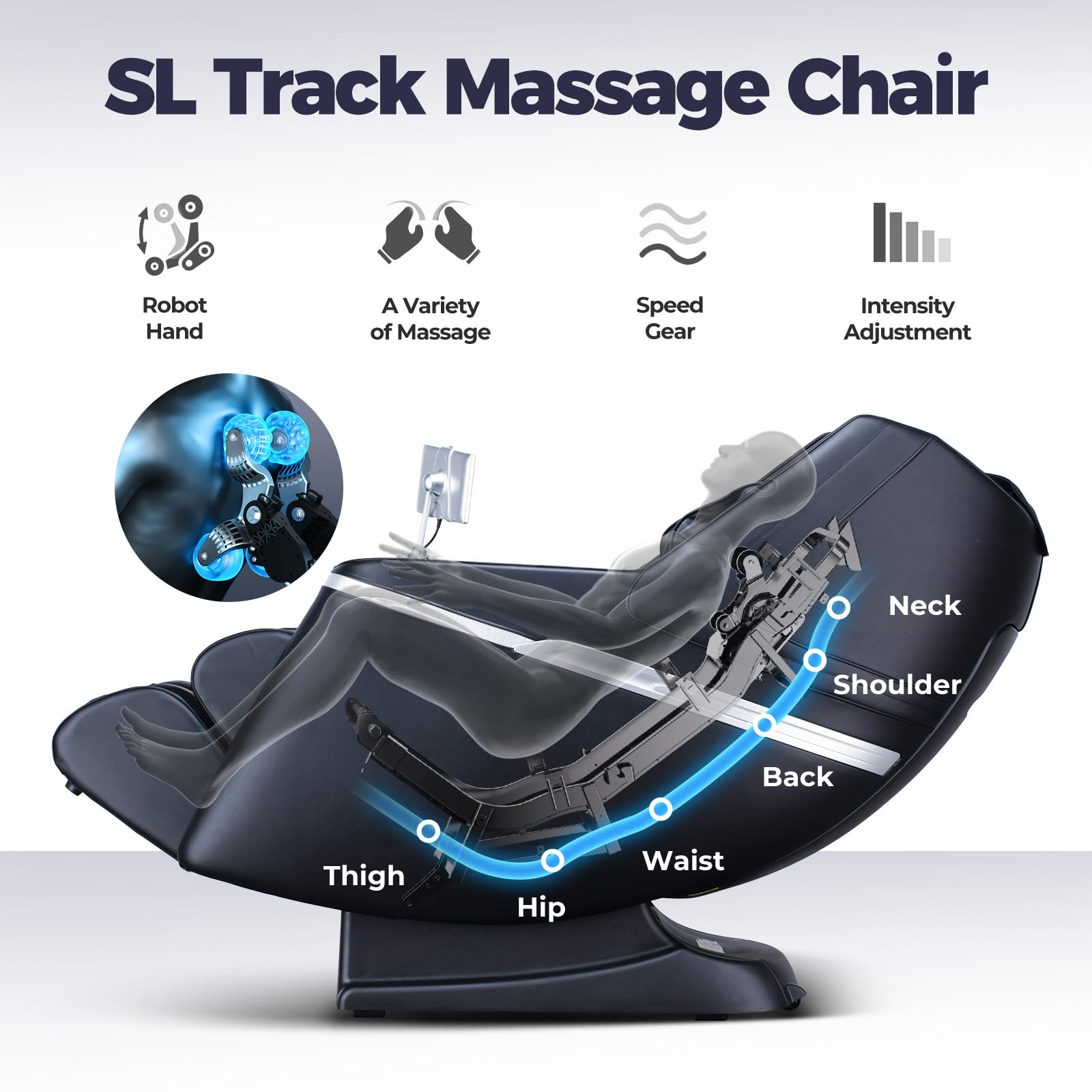 BOSSCARE Massage Chair Full Body: 2026 Zero Gravity SL-Track Shiatsu Massaging Chairs, Body Scan, APP, Foot Rollers, 12+6 Modes, Heat Therapy, Airbags, Bluetooth, Thai Stretch