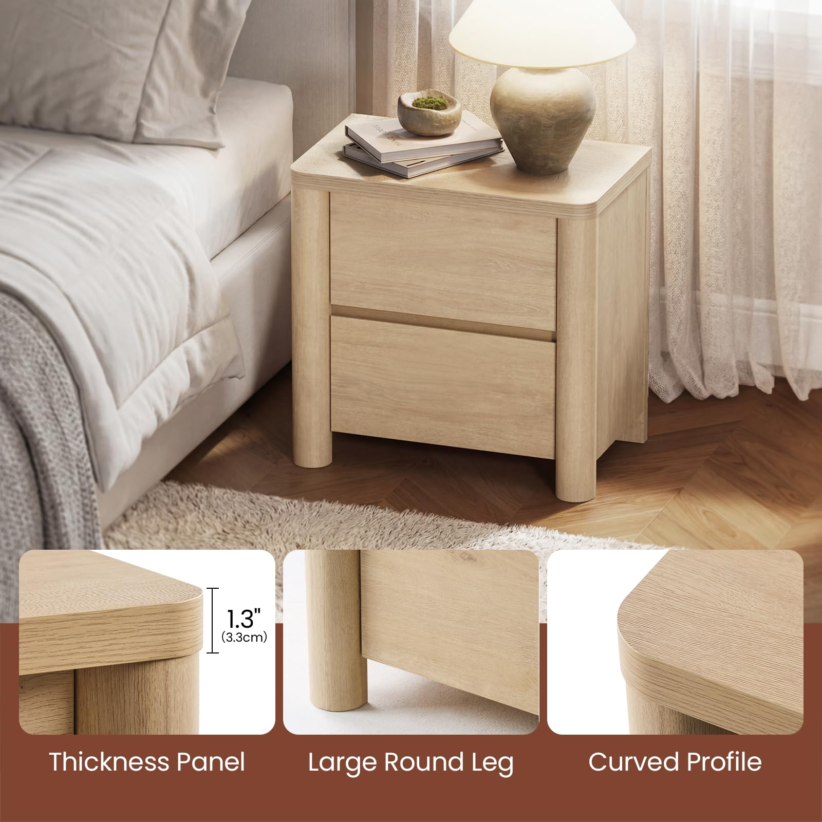 Nightstand Set of 2 with Drawers