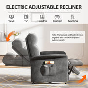 LegacyAmerhome Power Recliner Chair for Adults with Heat & Massage - Soft Fabric Electric Reclining Sofa with Remote Control, 180° Lay Sleeper 3 Side Pockets for Living Room Home Theater, Dark Grey