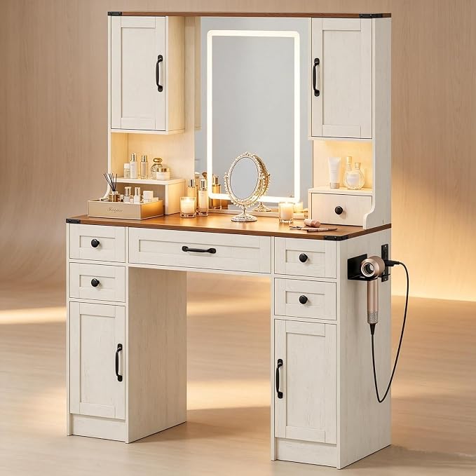Vanity Desk with LED Mirror