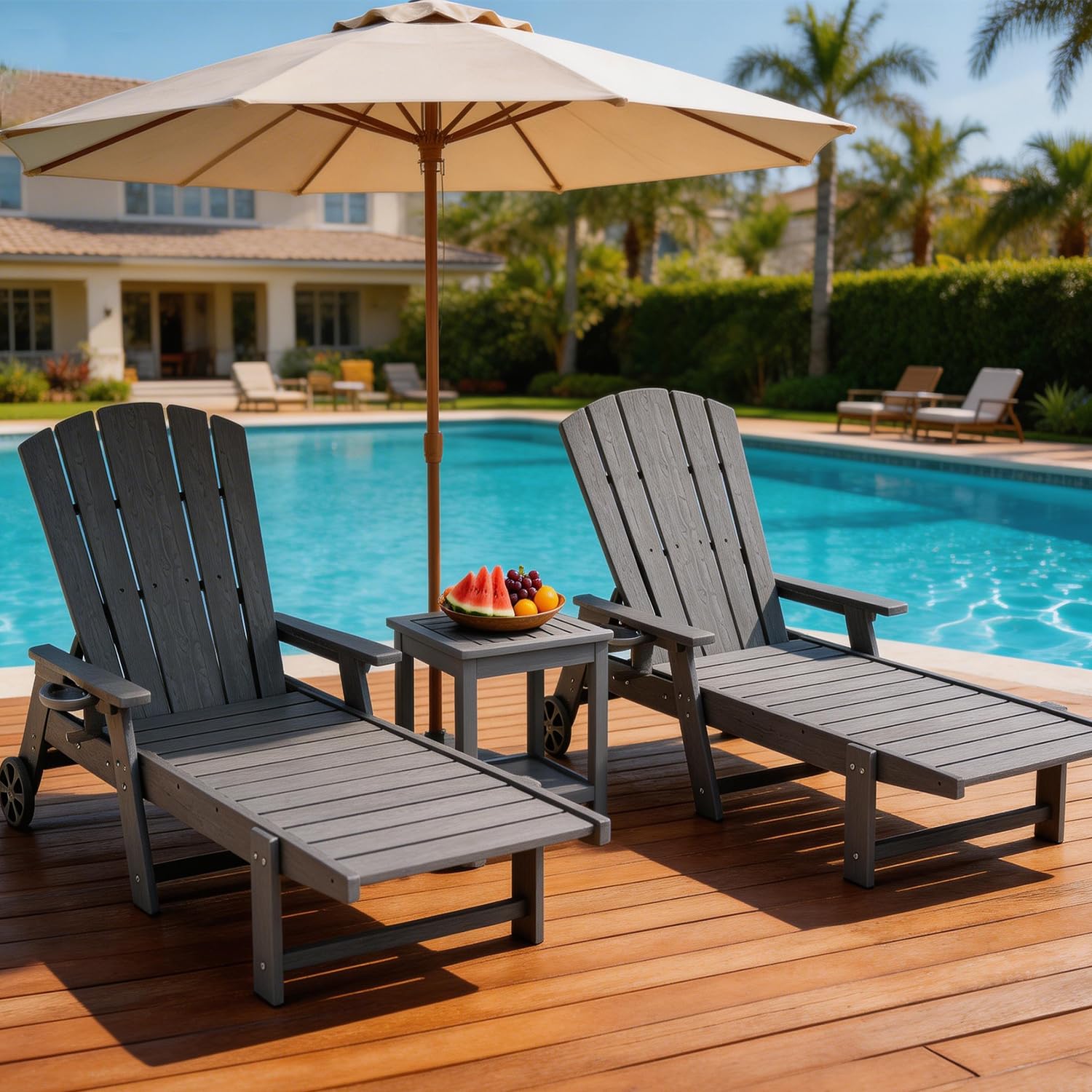 HDPE Adjustable Outdoor Chaise Lounge Chair