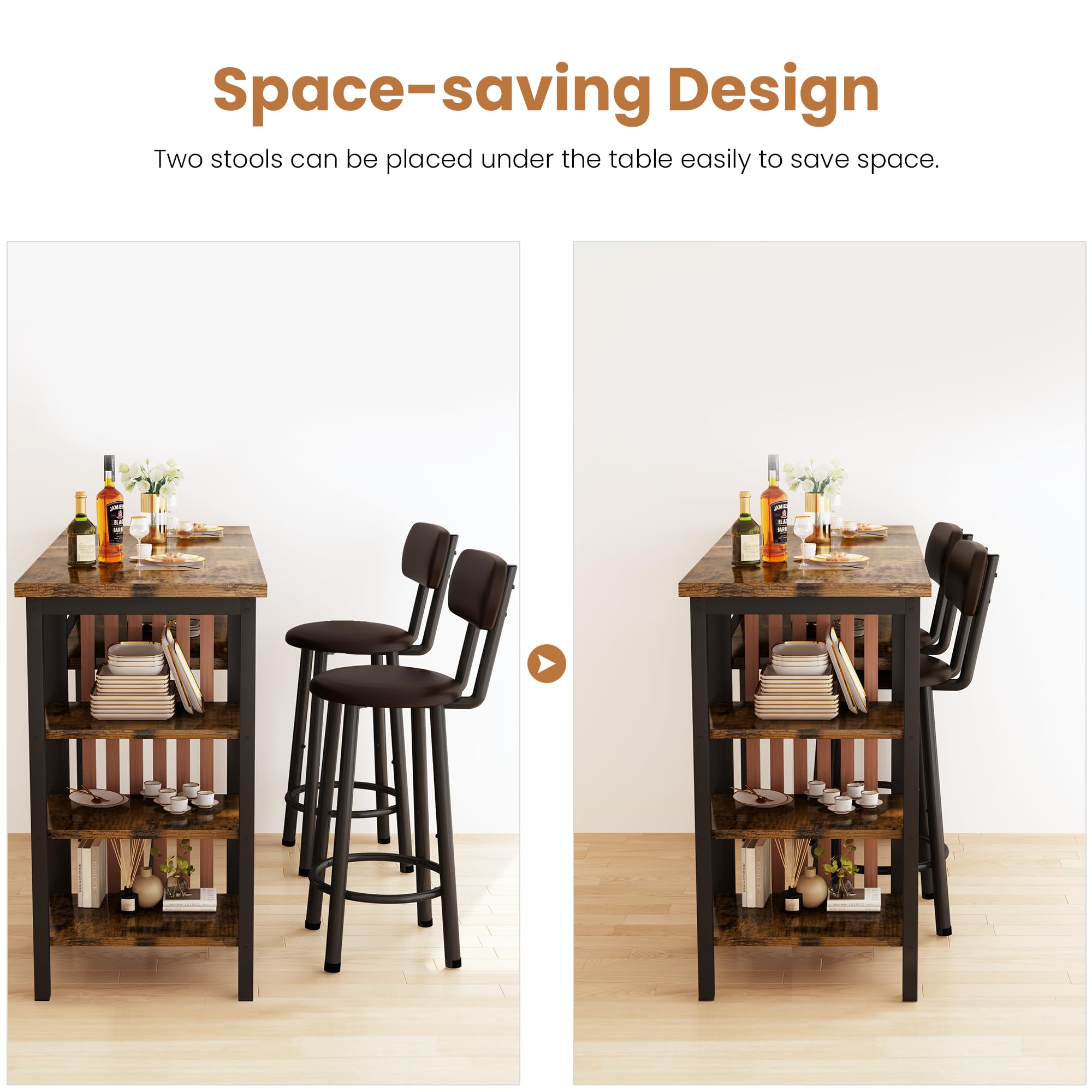 3-Piece Bar Table and Stools Set