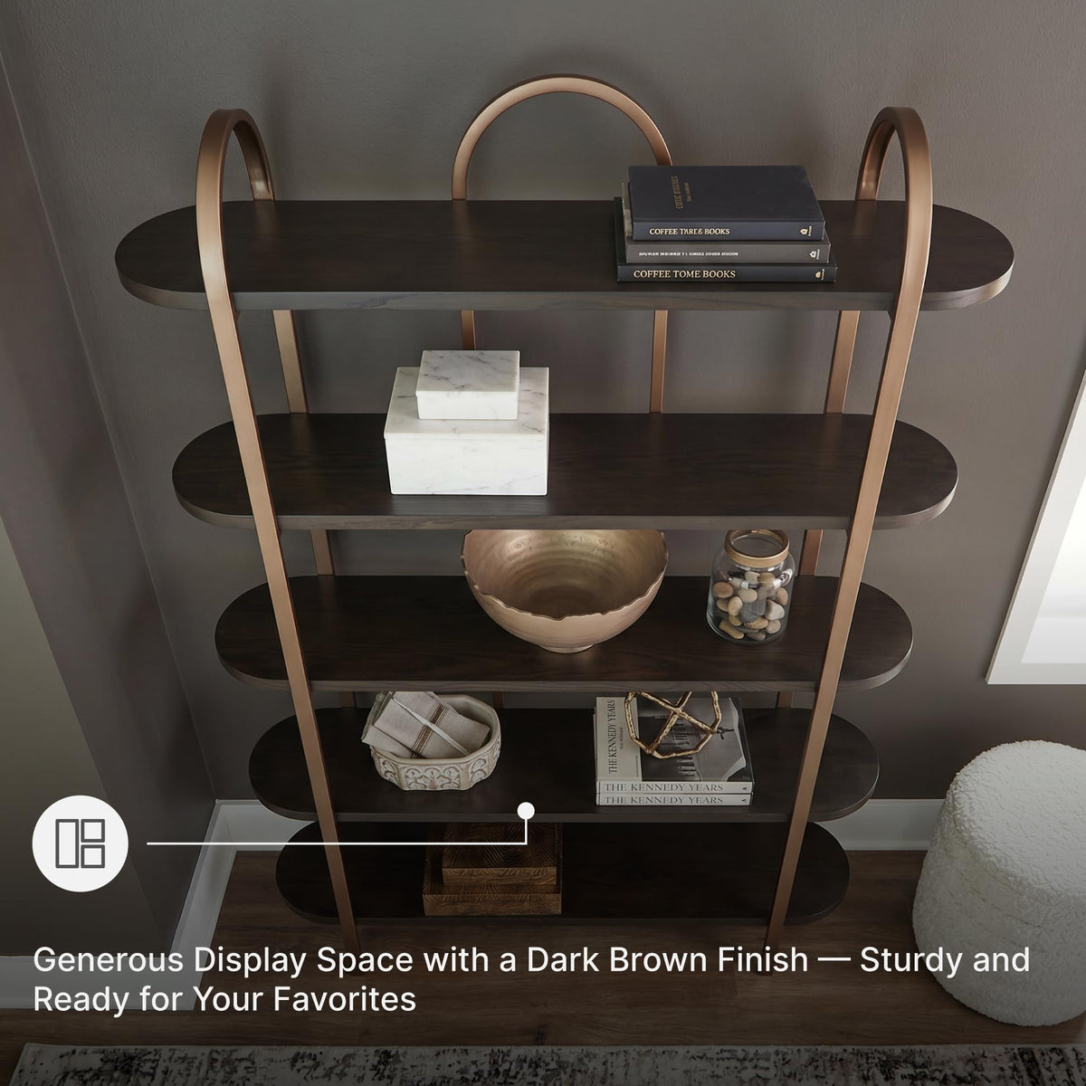 5-Shelf Etagere Bookcase