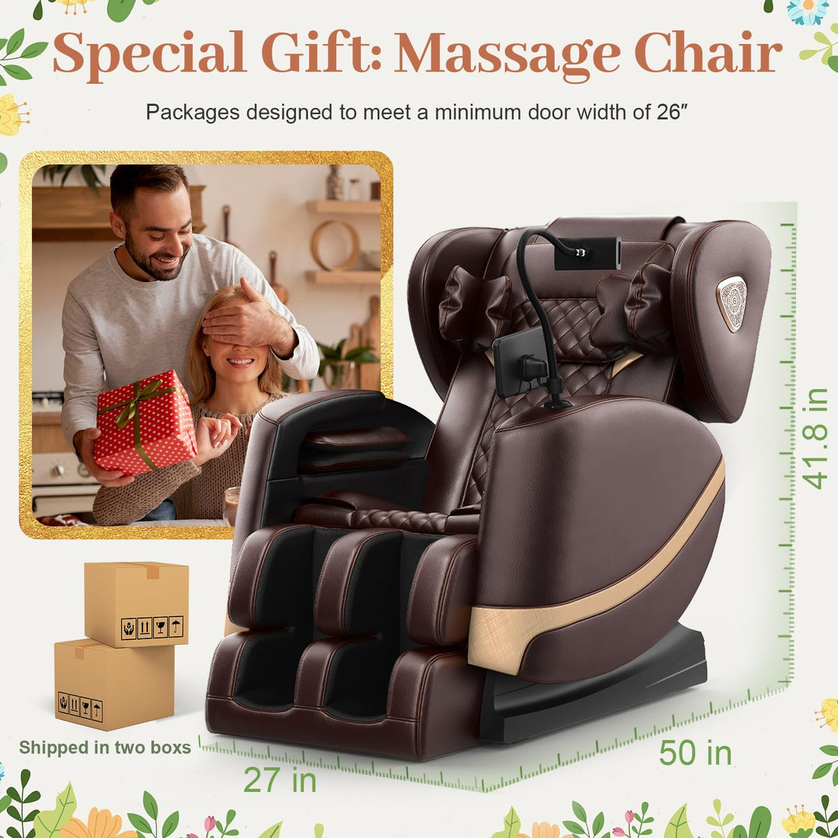 FURNIMAT Massage Chair Full Body Zero Gravity Recliner, 2026 Classic Brown