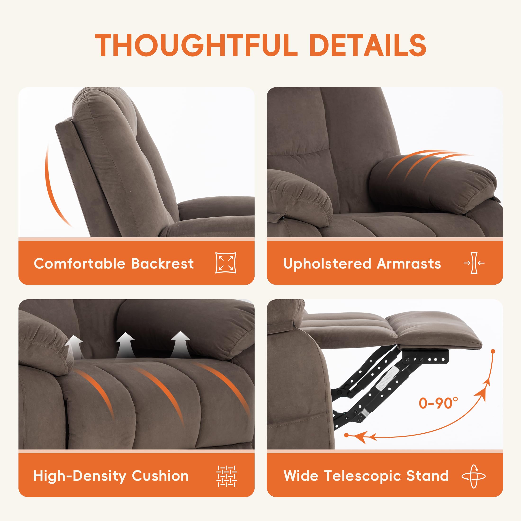 Power Swivel Rocker Recliner with Massage & Heat