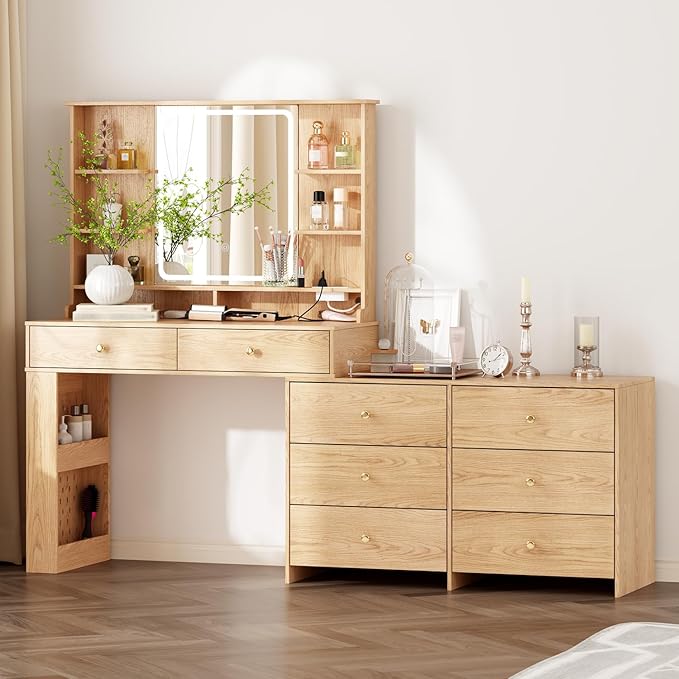 Makeup Vanity Desk with Mirror & Lights