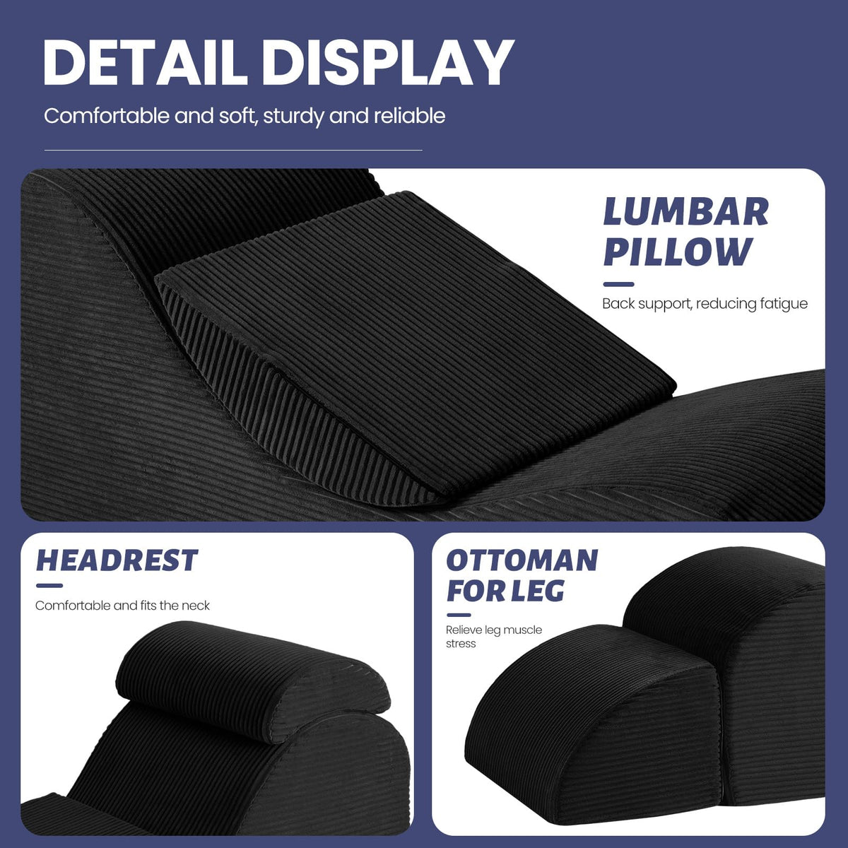 Corduroy Yoga Lounge Chair with Ottoman
