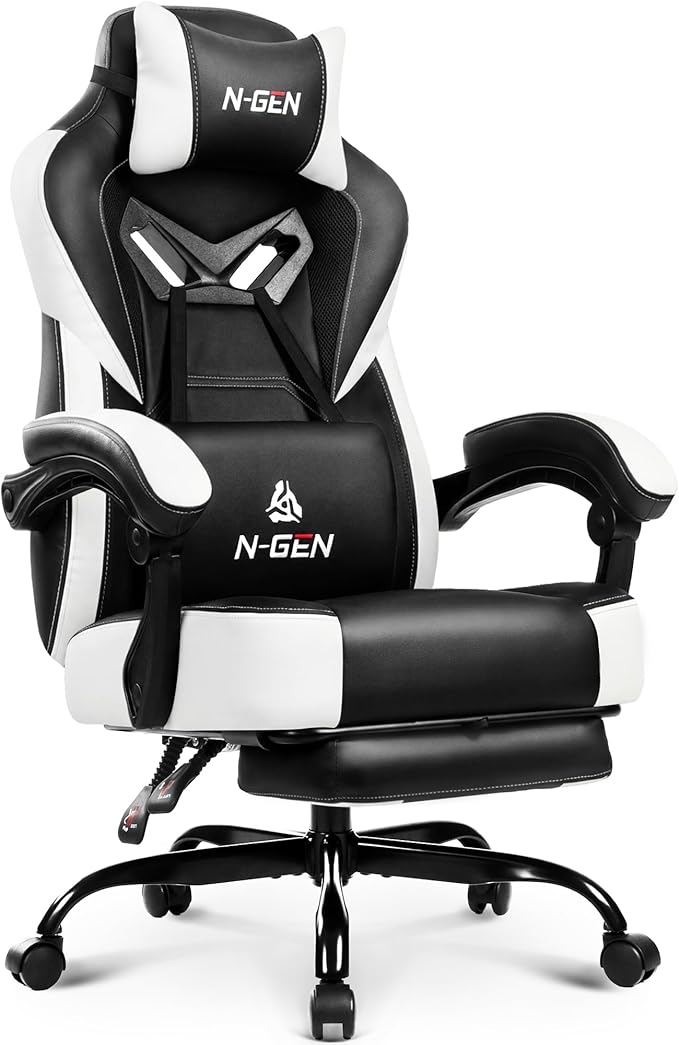 High Back Gaming Chair with Lumbar Support & Footrest