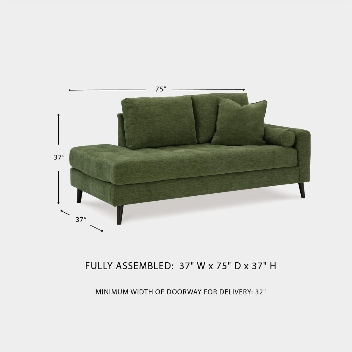 Signature Design by Ashley Bixler Mid-Century Modern Tufted Right-arm Facing Corner Chaise Lounge, Green