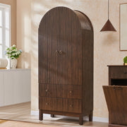 Fluted Pantry Cabinet 71" with Adjustable Shelves & Drawers