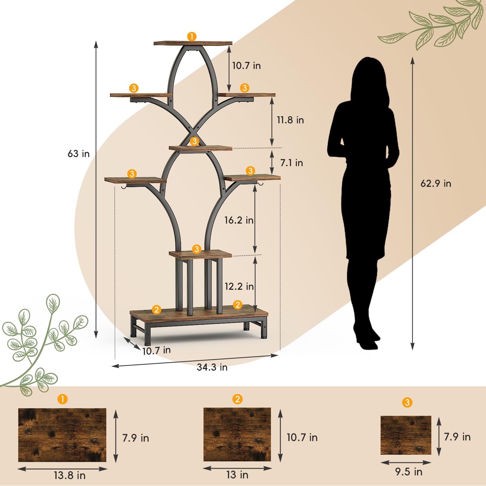 8-Tier Corner Plant Stand with Grow Lights