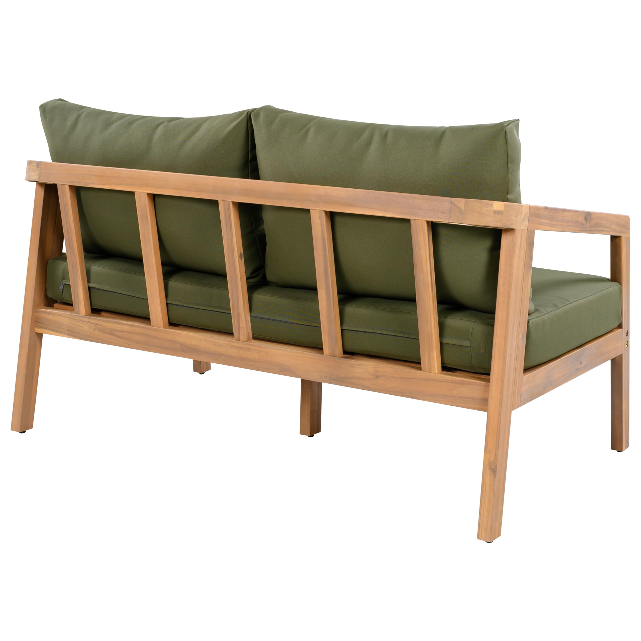 Acacia Wood Outdoor Loveseat Sofa with Removable Cushions