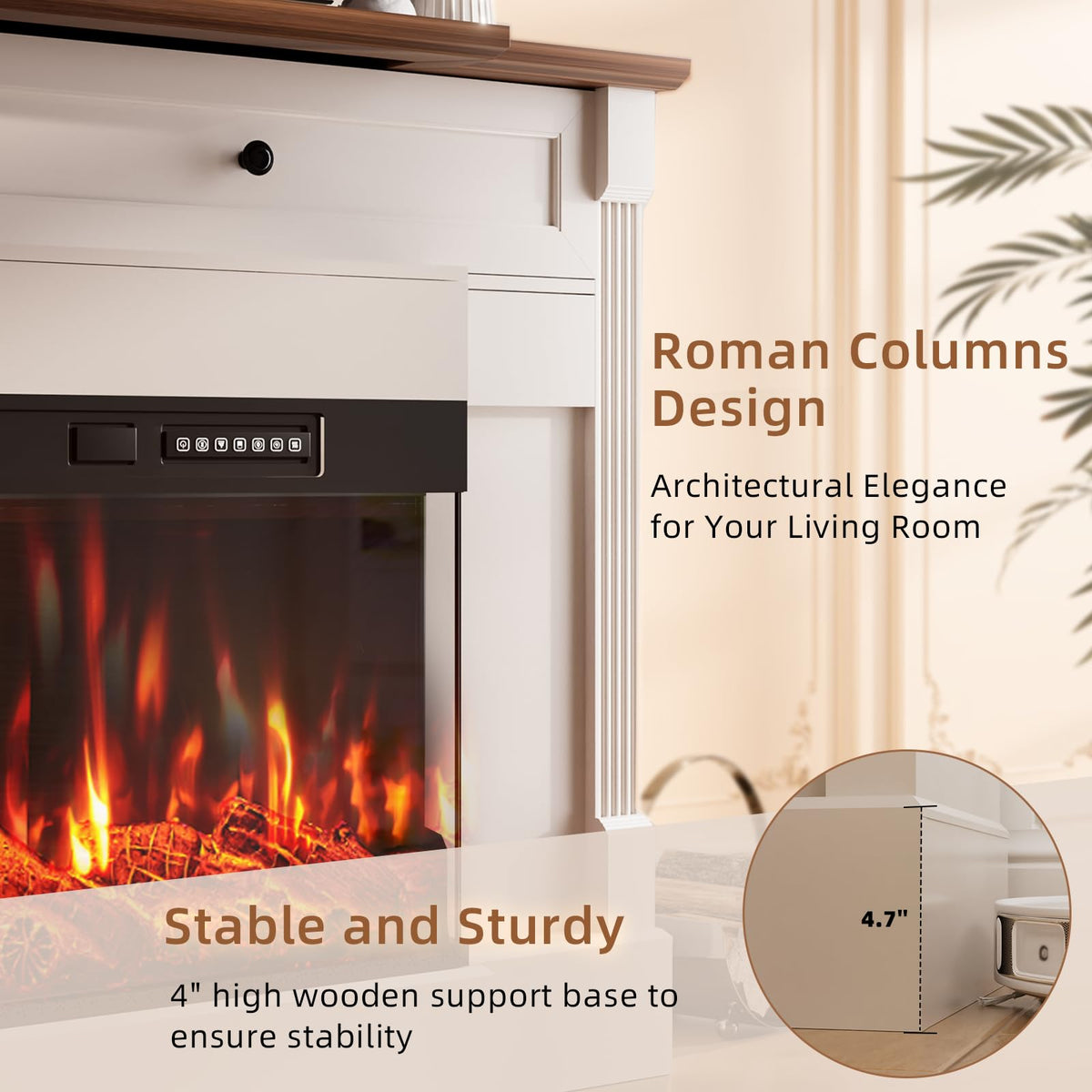 Eueiriup 61" Electric Fireplace with Mantel, Fireplace TV Stand, White