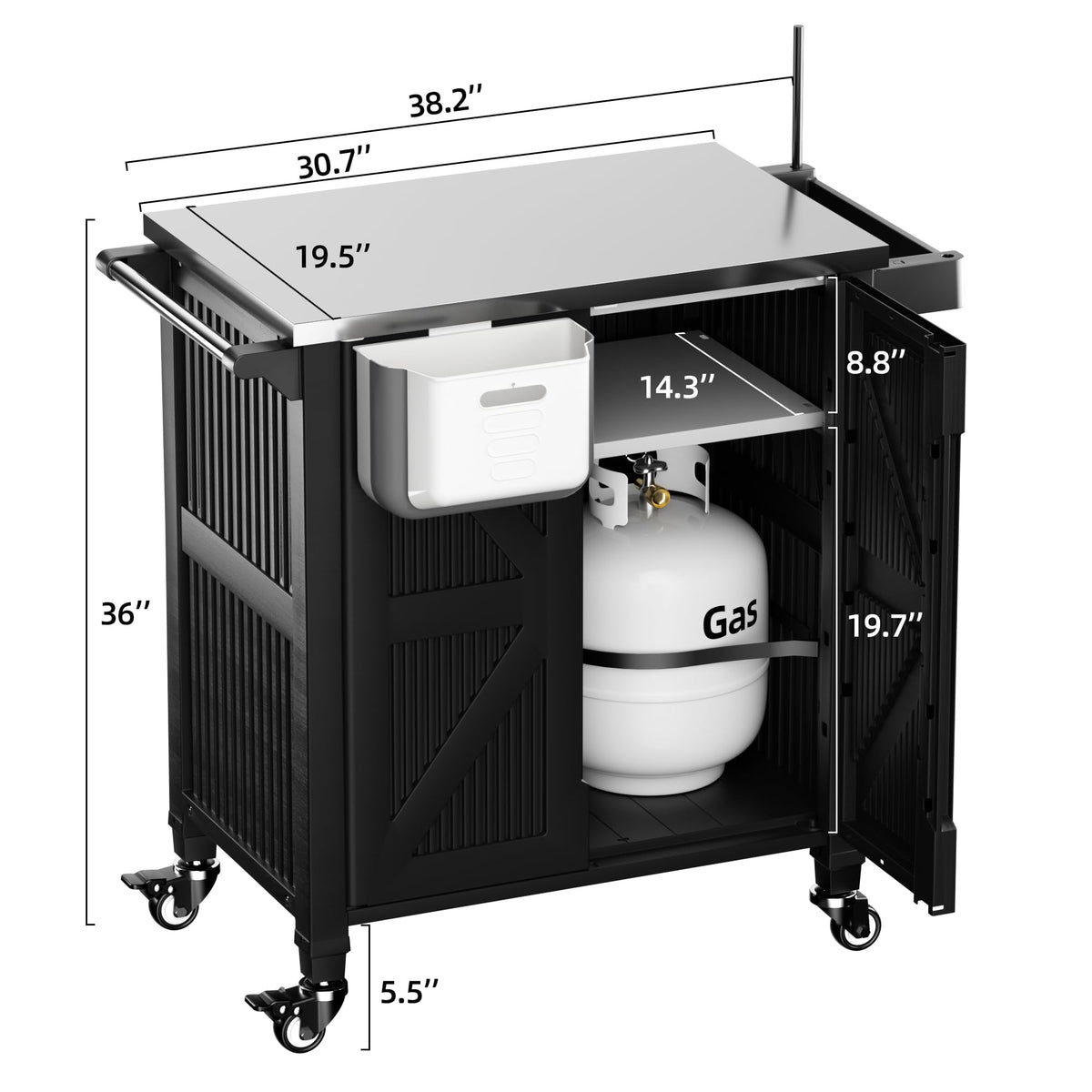 Outdoor Rolling BBQ Prep Cart