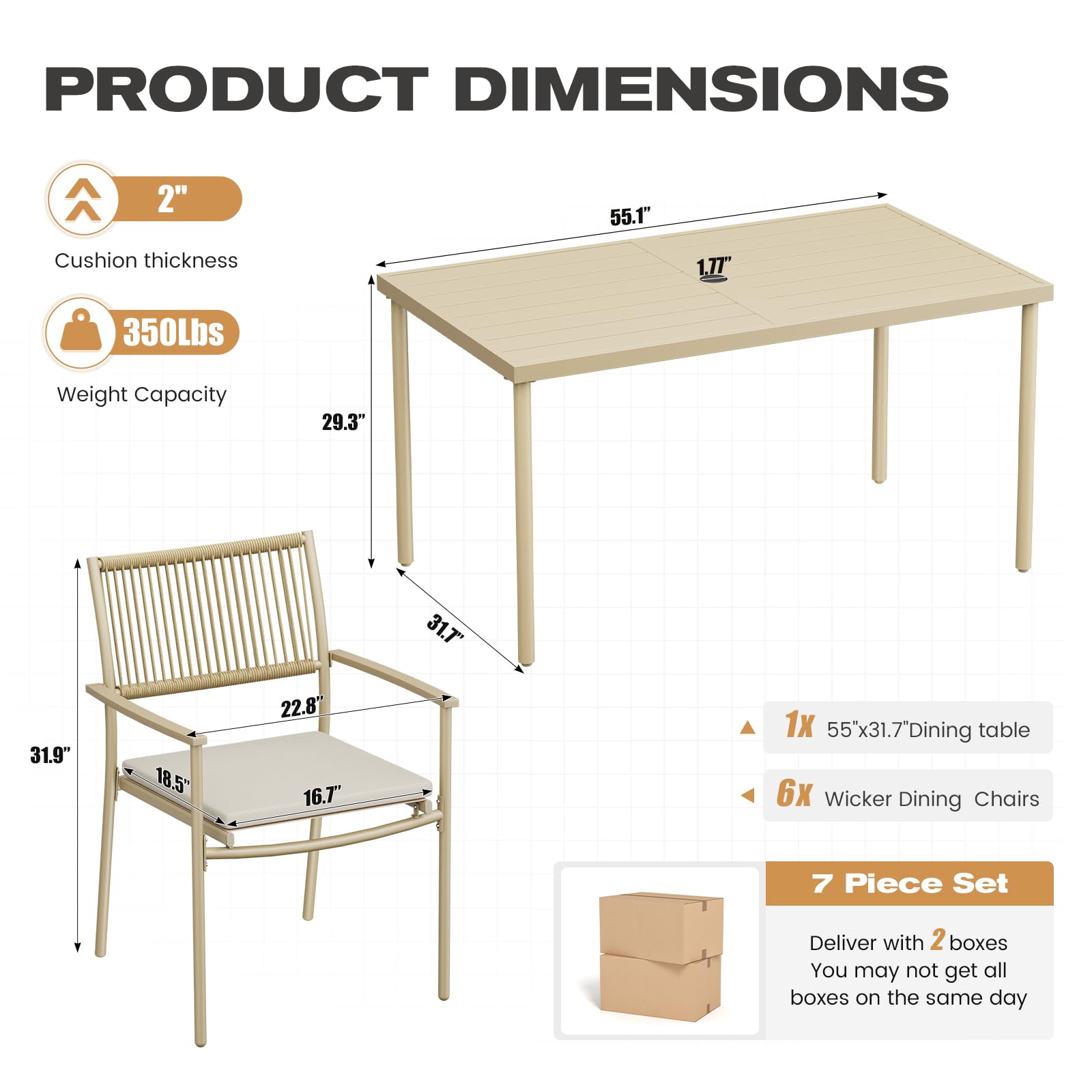 Outdoor Patio Dining Set with Rattan Chairs