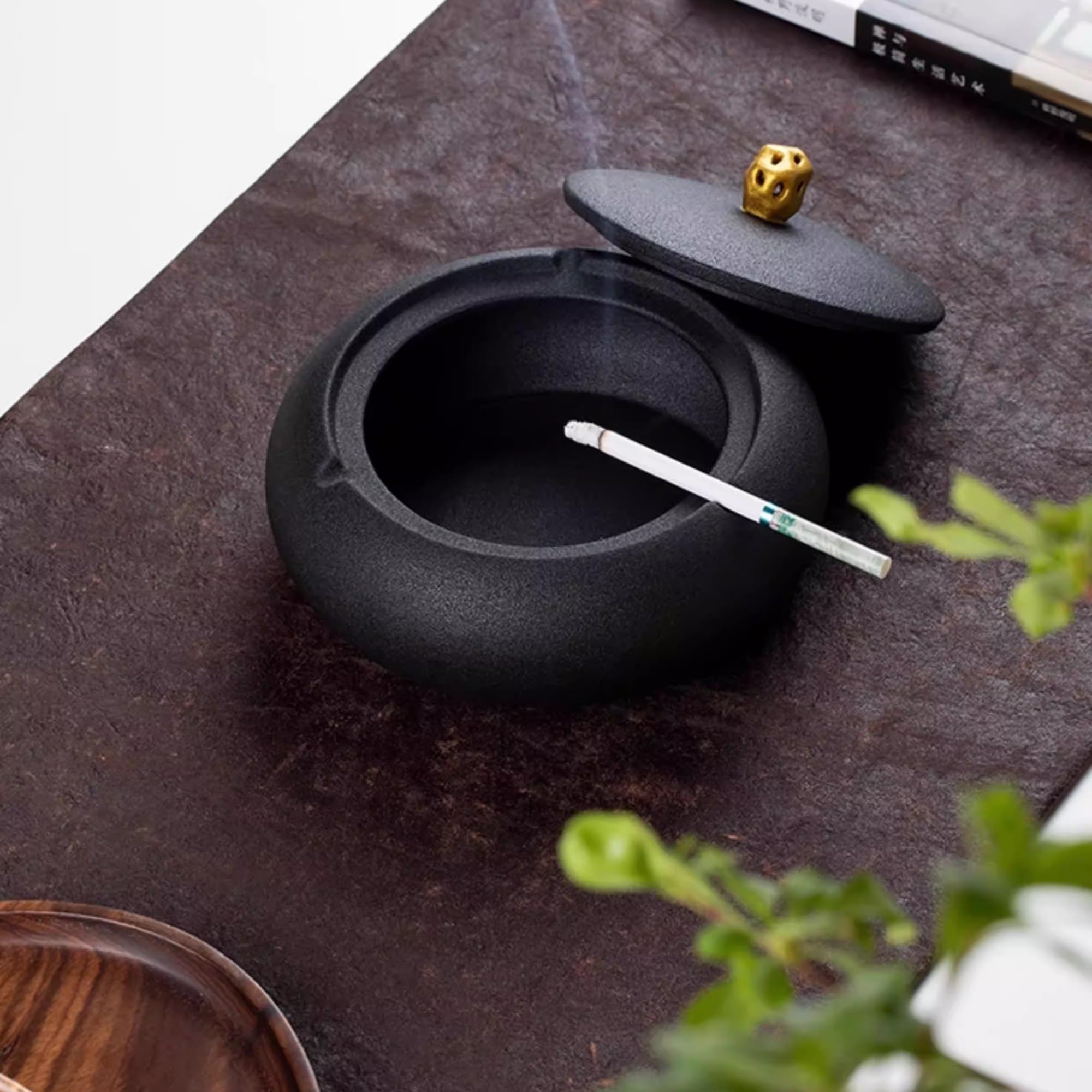 Ceramic Ashtray with Windproof Cover