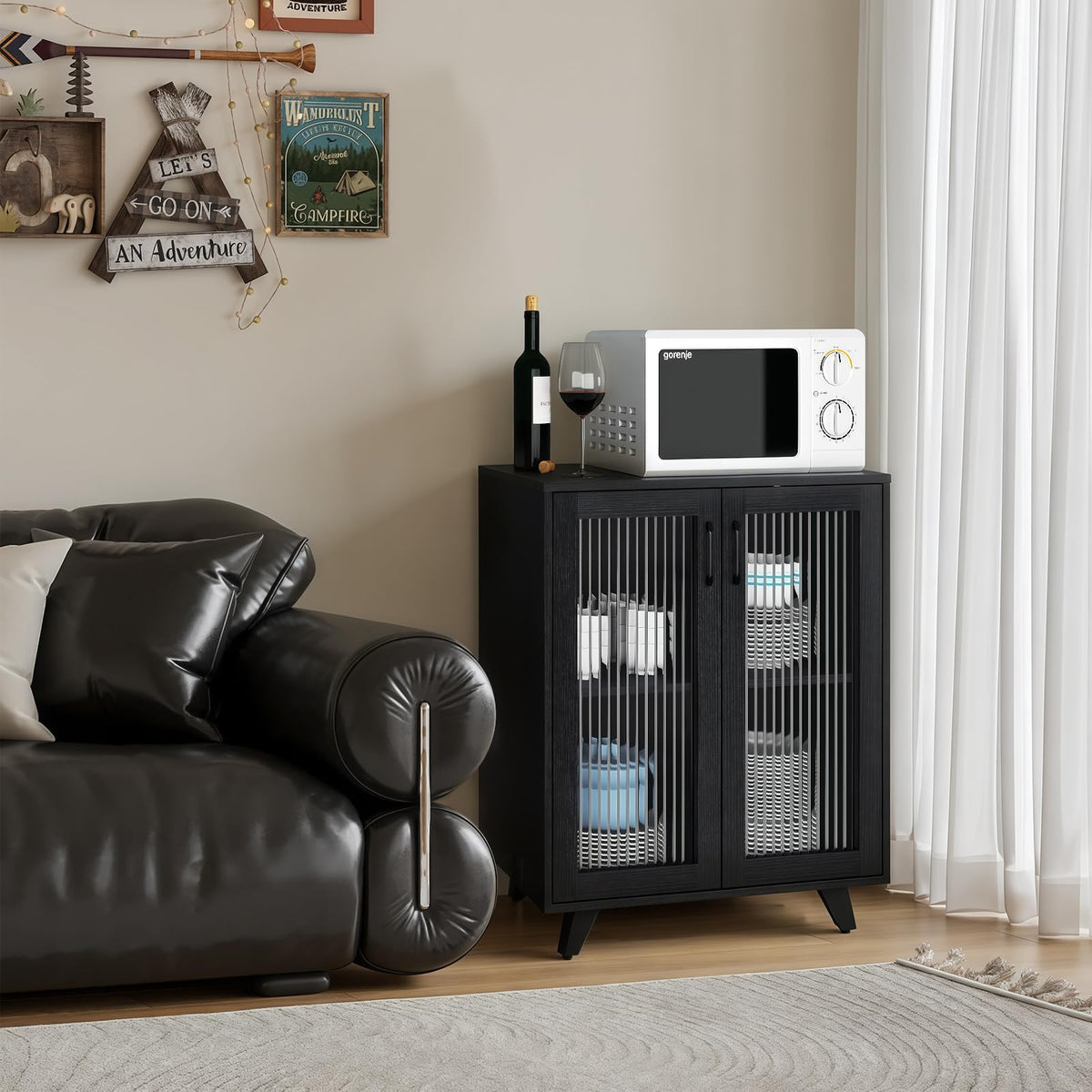 Black Buffet Storage Cabinet