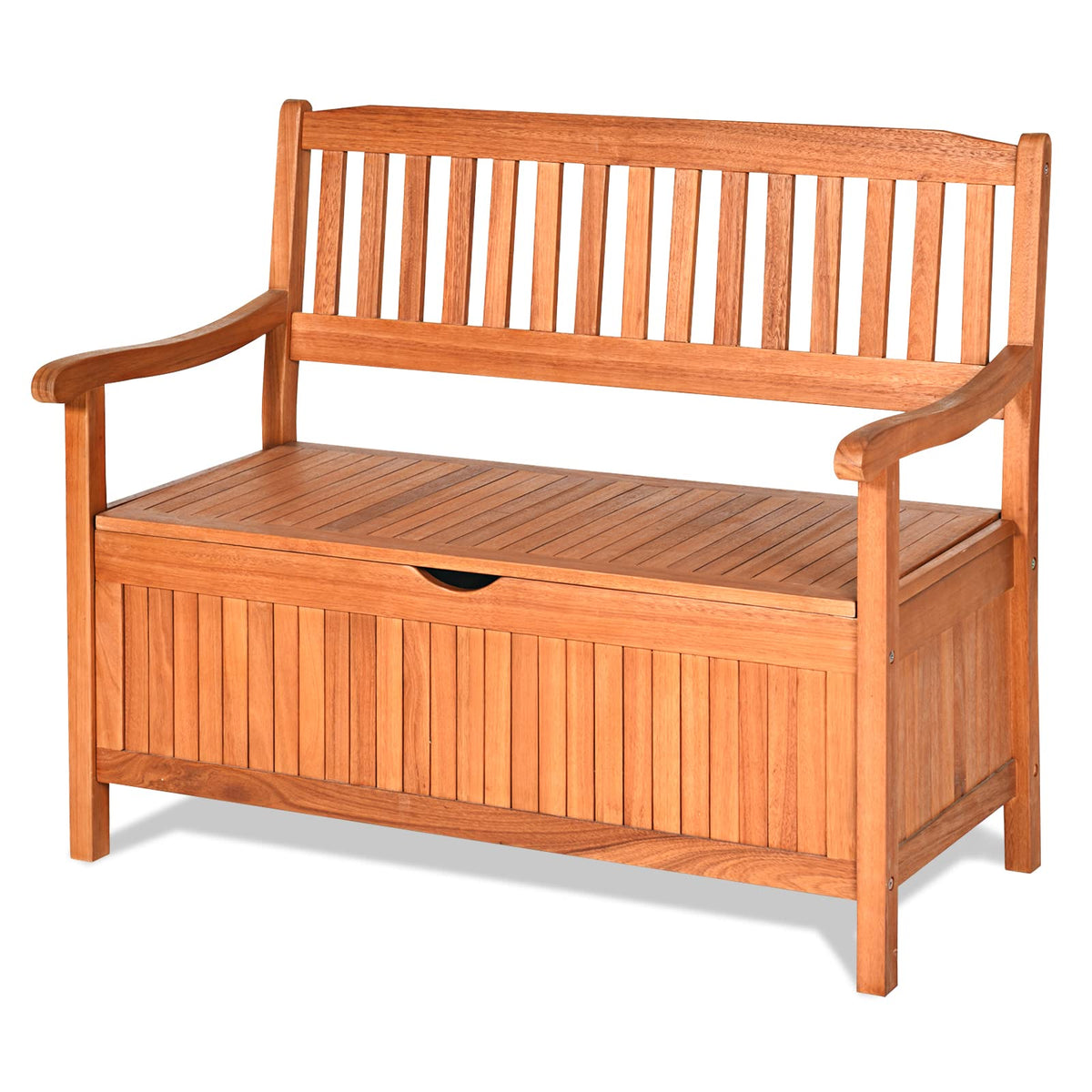 Tangkula Outdoor Wood Storage Bench Deck Box, Entryway Porch Storage Bench